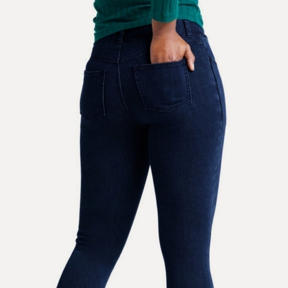 Betabrand Blue Four Pocket High Rise Denim Yoga Skinny Pants - Picture 4 of 11
